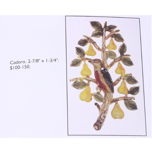 Vintage Cadoro Partridge In A Pear Tree Brooch - Picture 8 of 8